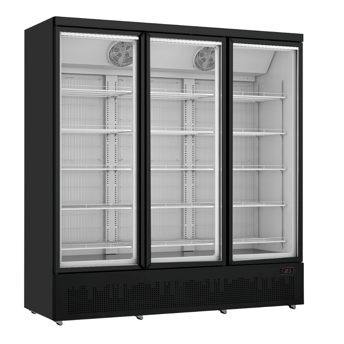 FED Thermaster LG-1500BGBMF - Triple Glass Door Supermarket Display Freezer Black 1618L - image 2