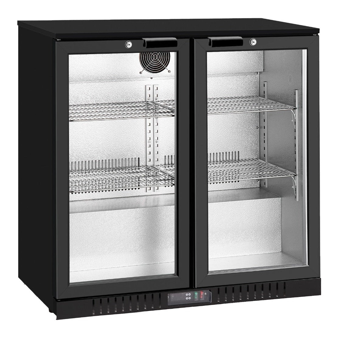 FED Thermaster LG-208TD - Double Heated Glass Door Bar Fridge Black 188L