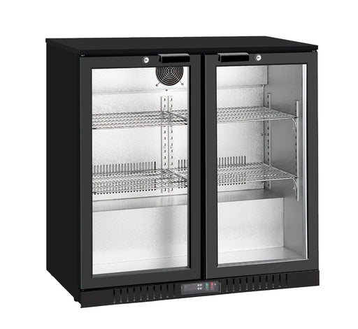 FED Thermaster LG-208TD - Double Heated Glass Door Bar Fridge Black 188L