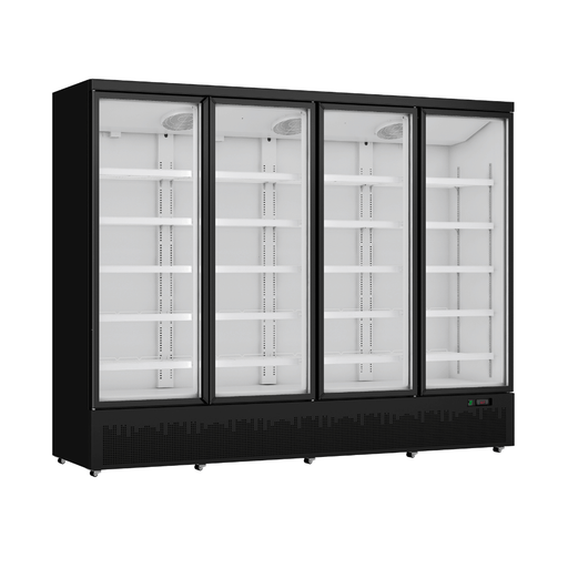 FED Thermaster LG-2200BGBM - Four Glass Door Supermarket Display Fridge Black 2319L