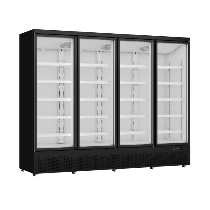 FED Thermaster LG-2200BGBM - Four Glass Door Supermarket Display Fridge Black 2319L