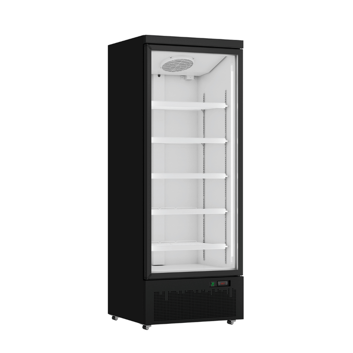 FED Thermaster LG-600BGBM - Single Glass Door Supermarket Display Fridge Black 636L