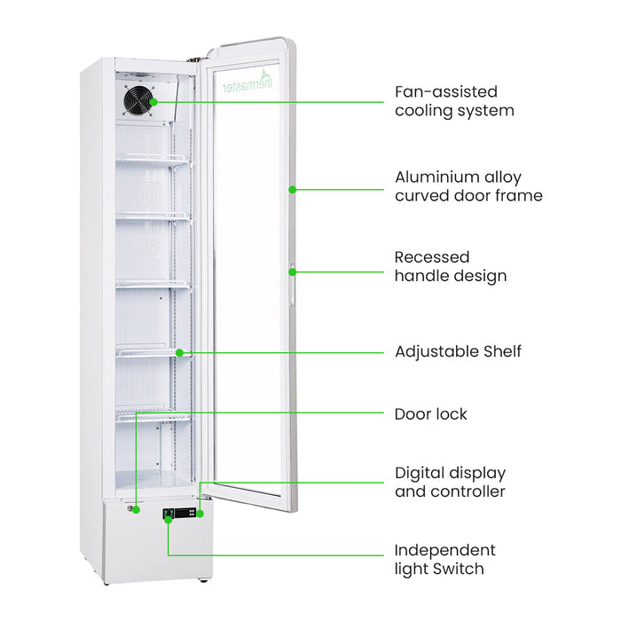 FED Thermaster LG166FA - SlimFit Glass Door Upright Drink Fridge 166L - image 3