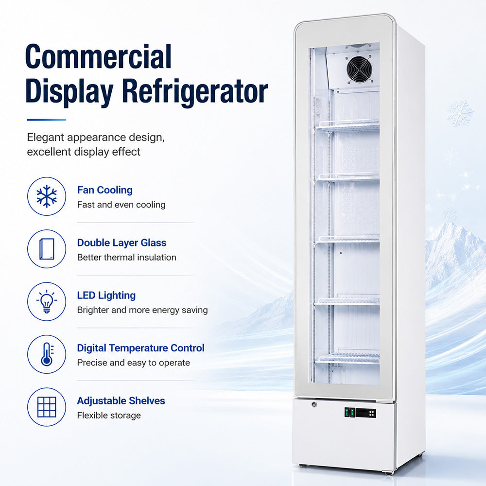 FED Thermaster LG166FA - SlimFit Glass Door Upright Drink Fridge 166L - image 4