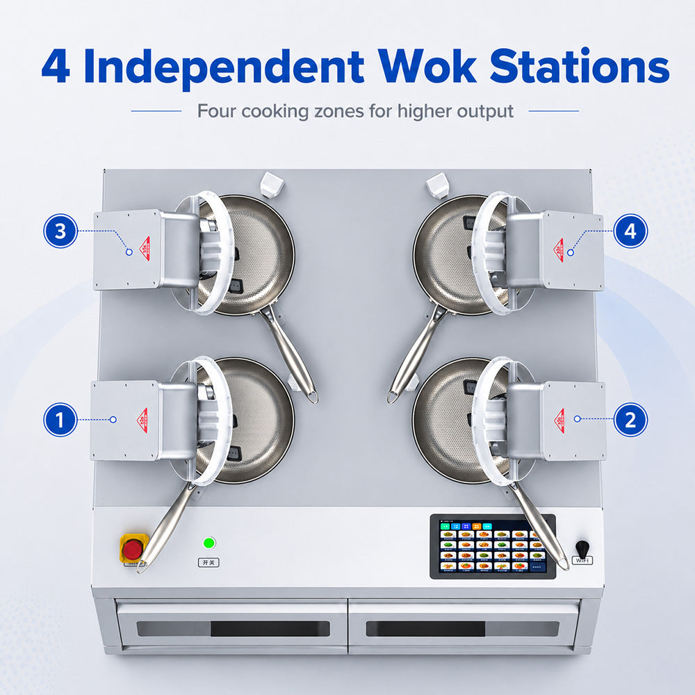 RoboChef MSS400PRO - 4-Wok Cooking Robot, 4 x 0.6kg Stir-Fry Station - image 8
