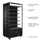 FED Thermaster OC-915B - Open Multideck Drink Display Fridge Black 975mm 405L - image 3