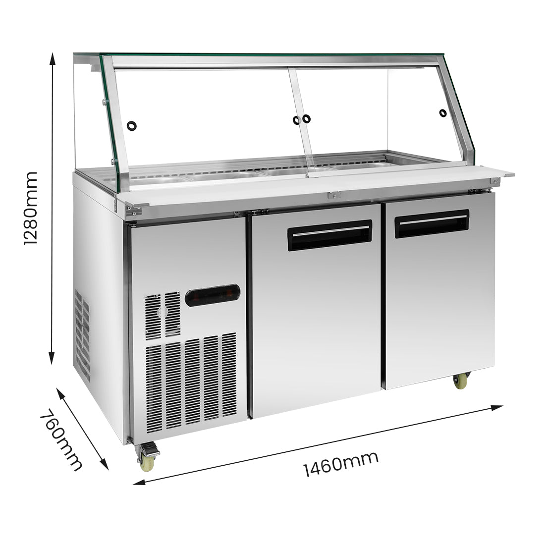 FED Thermaster PG150FA-XG - Cold Salad & Noodle Bar with Glass Canopy 4x GN 1/1