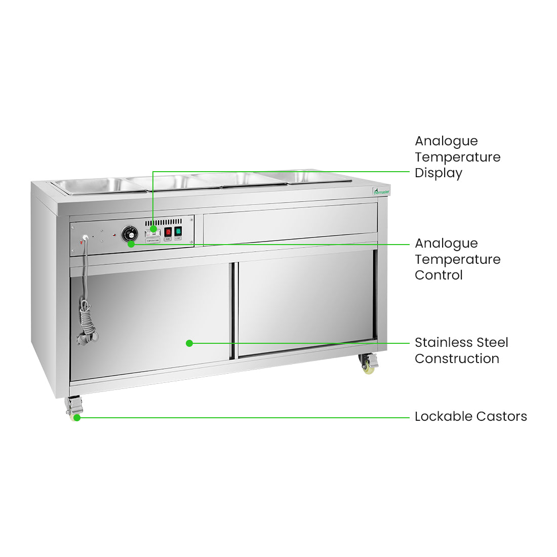 FED Thermaster PG150FE-XB - Wet & Dry Bain Marie 4x GN 1/1 1460mm - image 2