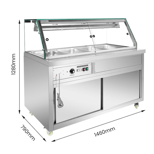 FED Thermaster PG150FE-XG - Heated Bain Marie Display with Glass Canopy 4x GN 1/1 - image 2