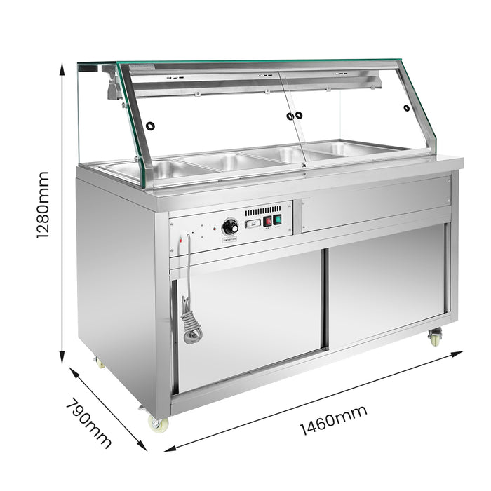 FED Thermaster PG150FE-XG - Heated Bain Marie Display with Glass Canopy 4x GN 1/1 - image 2