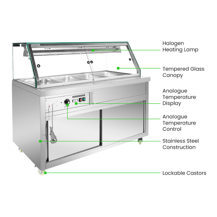 FED Thermaster PG150FE-XG - Heated Bain Marie Display with Glass Canopy 4x GN 1/1 - image 3