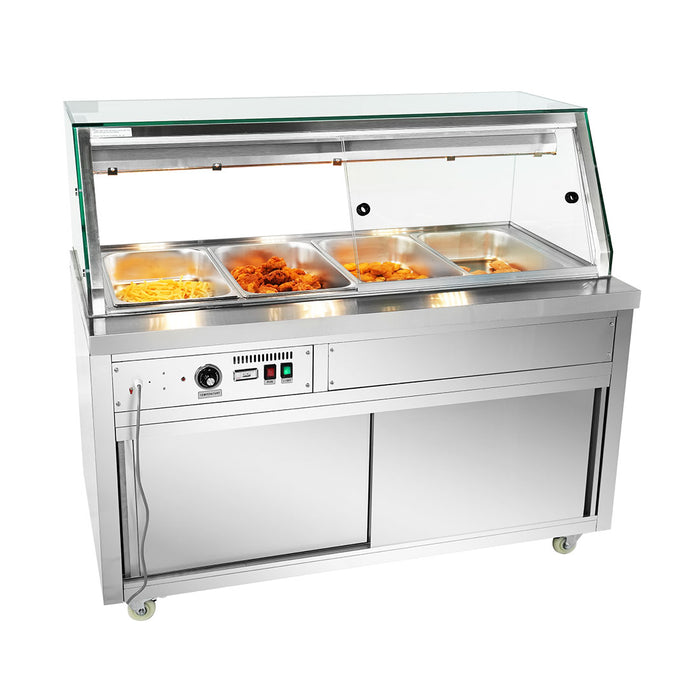 FED Thermaster PG150FE-XG - Heated Bain Marie Display with Glass Canopy 4x GN 1/1