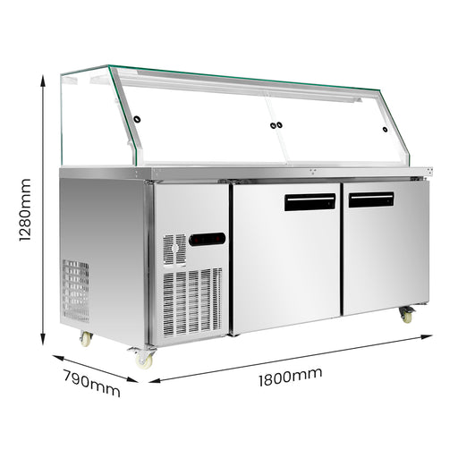 FED Thermaster PG180FA-XG - Cold Salad & Noodle Bar with Glass Canopy 5x GN 1/1 - image 2