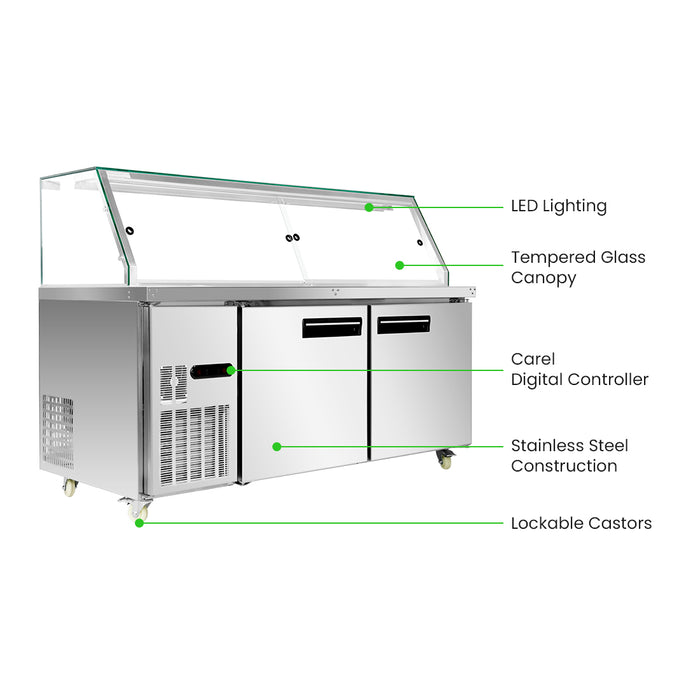 FED Thermaster PG180FA-XG - Cold Salad & Noodle Bar with Glass Canopy 5x GN 1/1 - image 3