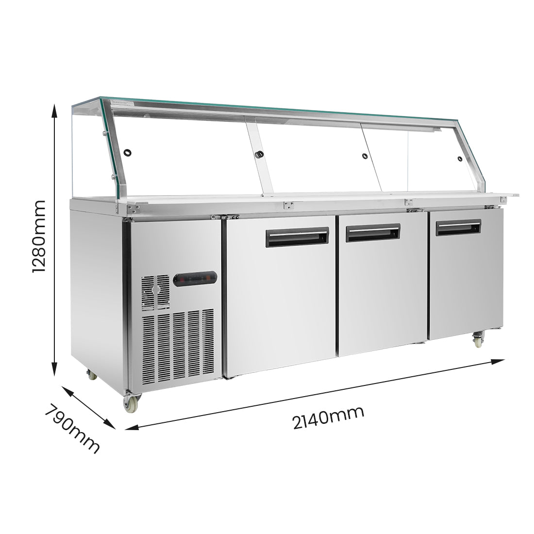 FED Thermaster PG210FA-XG - Cold Salad & Noodle Bar with Glass Canopy 6x GN 1/1 - image 2