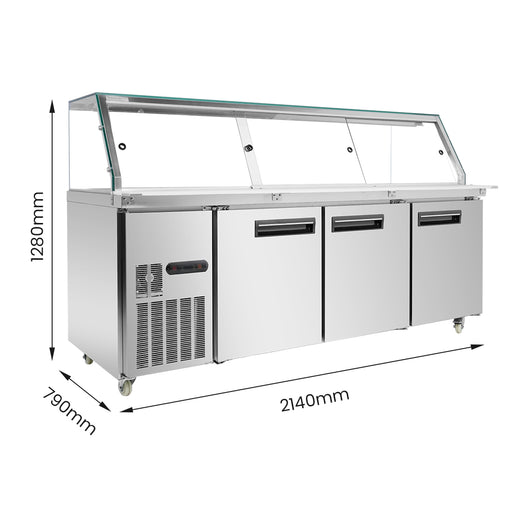 FED Thermaster PG210FA-XG - Cold Salad & Noodle Bar with Glass Canopy 6x GN 1/1 - image 2