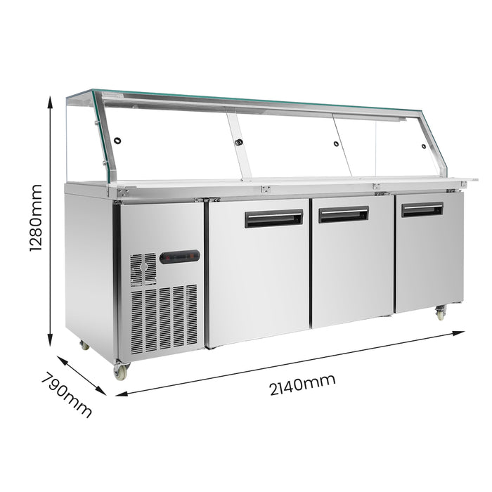 FED Thermaster PG210FA-XG - Cold Salad & Noodle Bar with Glass Canopy 6x GN 1/1 - image 2