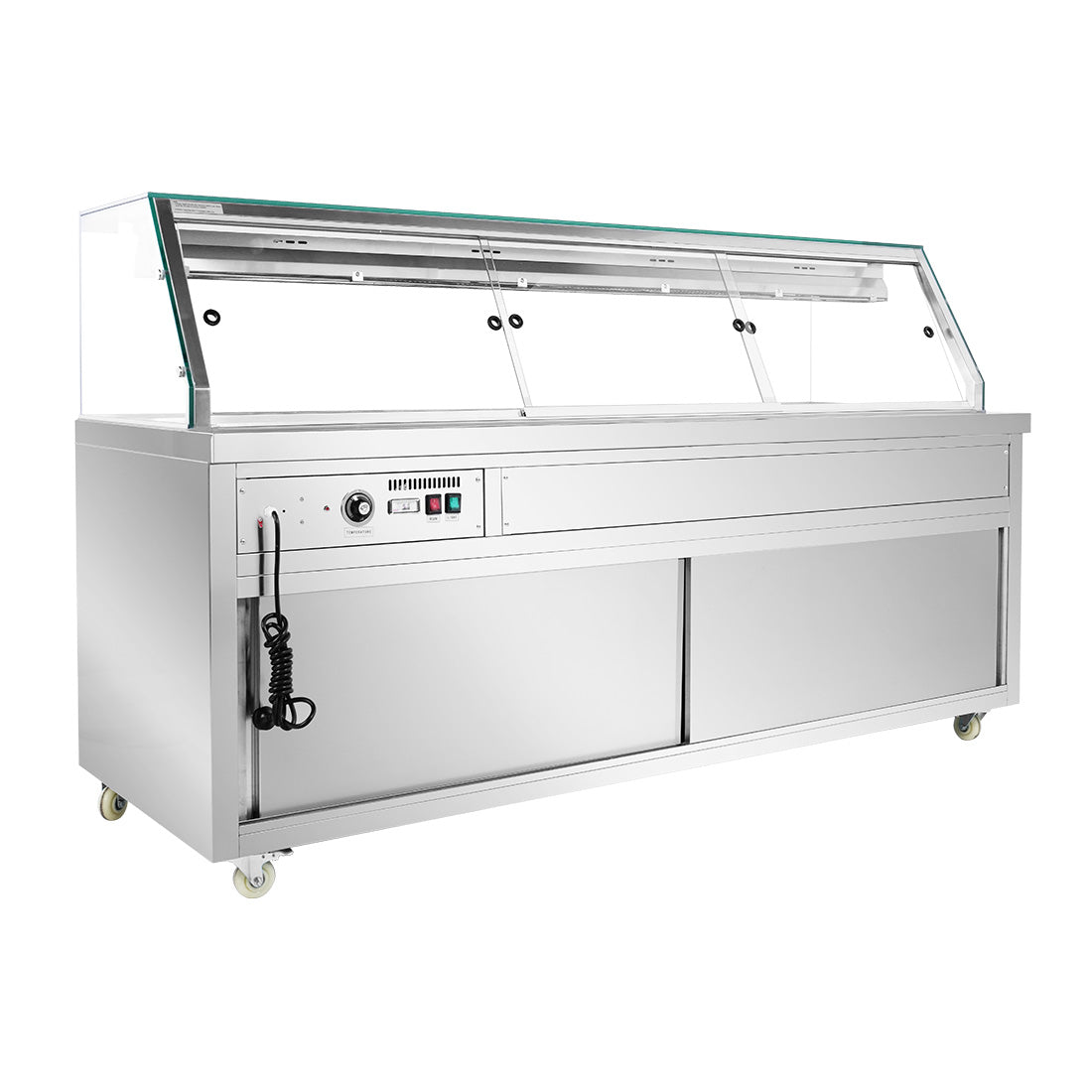 FED Thermaster PG210FE-XG - Heated Bain Marie Display with Glass Canopy 6x GN 1/1