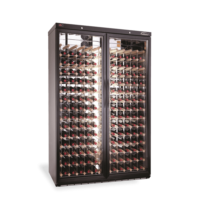Williams Wine Cabinet BC200W-DR - 2 Door Black Upright Wine Display Fridge 1290mm
