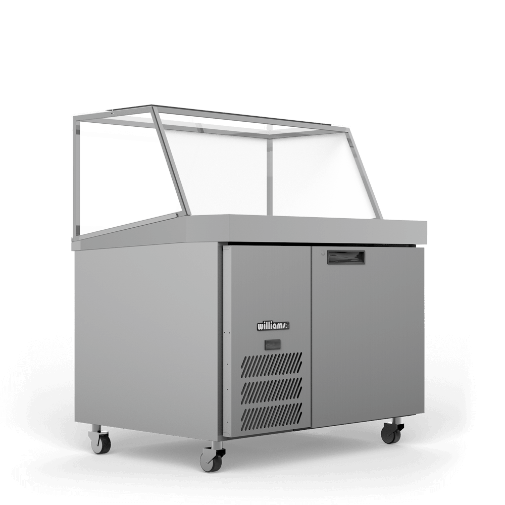 Williams Banksia HSP18UBASS - 1 Door Stainless Steel Prep Counter Fridge With Angled Blown Air Well 1118mm 250L