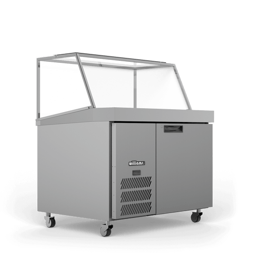 Williams Banksia HSP18UBASS - 1 Door Stainless Steel Prep Counter Fridge With Angled Blown Air Well 1118mm 250L