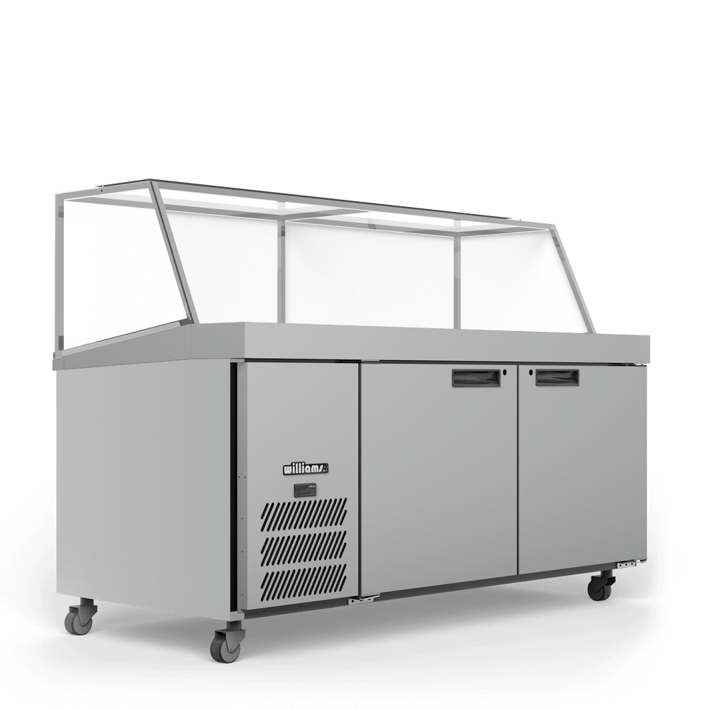 Williams Banksia HSP30UBASS - 2 Door Stainless Steel Prep Counter Fridge With Angled Blown Air Well 1800mm 500L