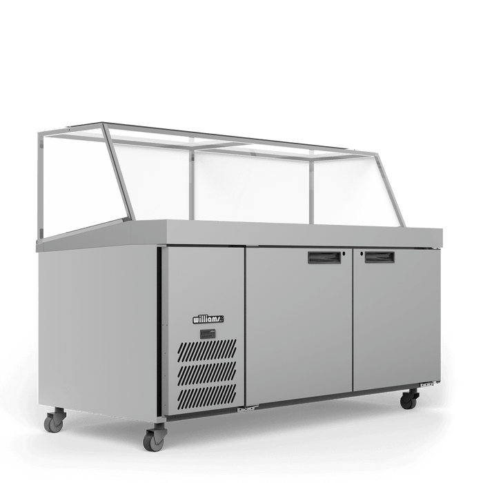 Williams Banksia HSP30UBASS - 2 Door Stainless Steel Prep Counter Fridge With Angled Blown Air Well 1800mm 500L