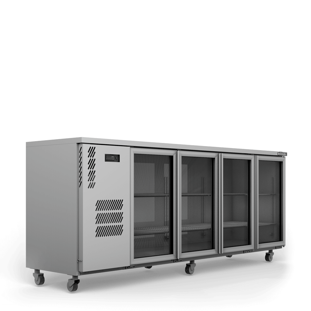 Williams Cameo HC4UGSHC / HC4RGS - 4 Door Stainless Steel Undercounter Display Fridge 2537mm 870L