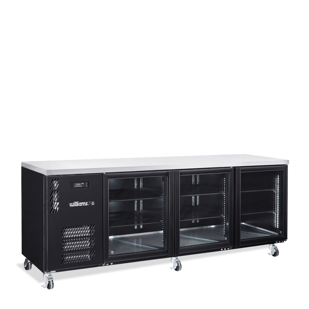 Williams Boronia HB3UGBHC / HB3RGB - 3 Door Black Colorbond Undercounter Display Fridge 2189mm 560L