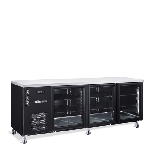Williams Boronia HB3UGBHC / HB3RGB - 3 Door Black Colorbond Undercounter Display Fridge 2189mm 560L