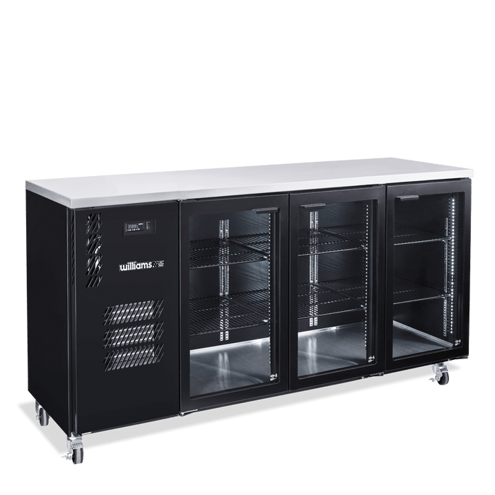 Williams Cameo HC3UGBHC / HC3RGB - 3 Door Black Colorbond Undercounter Display Fridge 2017mm 640L