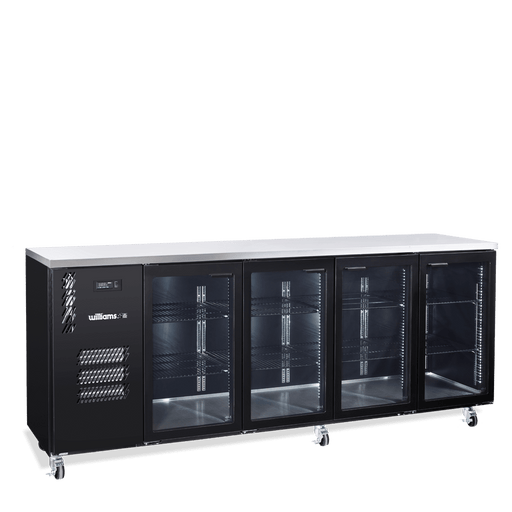 Williams Cameo HC4UGBHC / HC4RGB - 4 Door Black Colorbond Undercounter Display Fridge 2537mm 870L