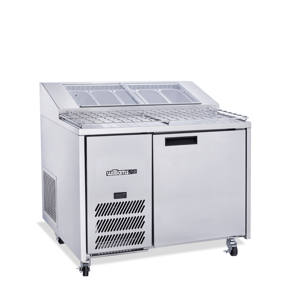 Williams Jade Pizza HJ1PCBASS - 1 Door Stainless Steel Pizza Prep Counter Fridge With Blown Air Well 1152mm 400L