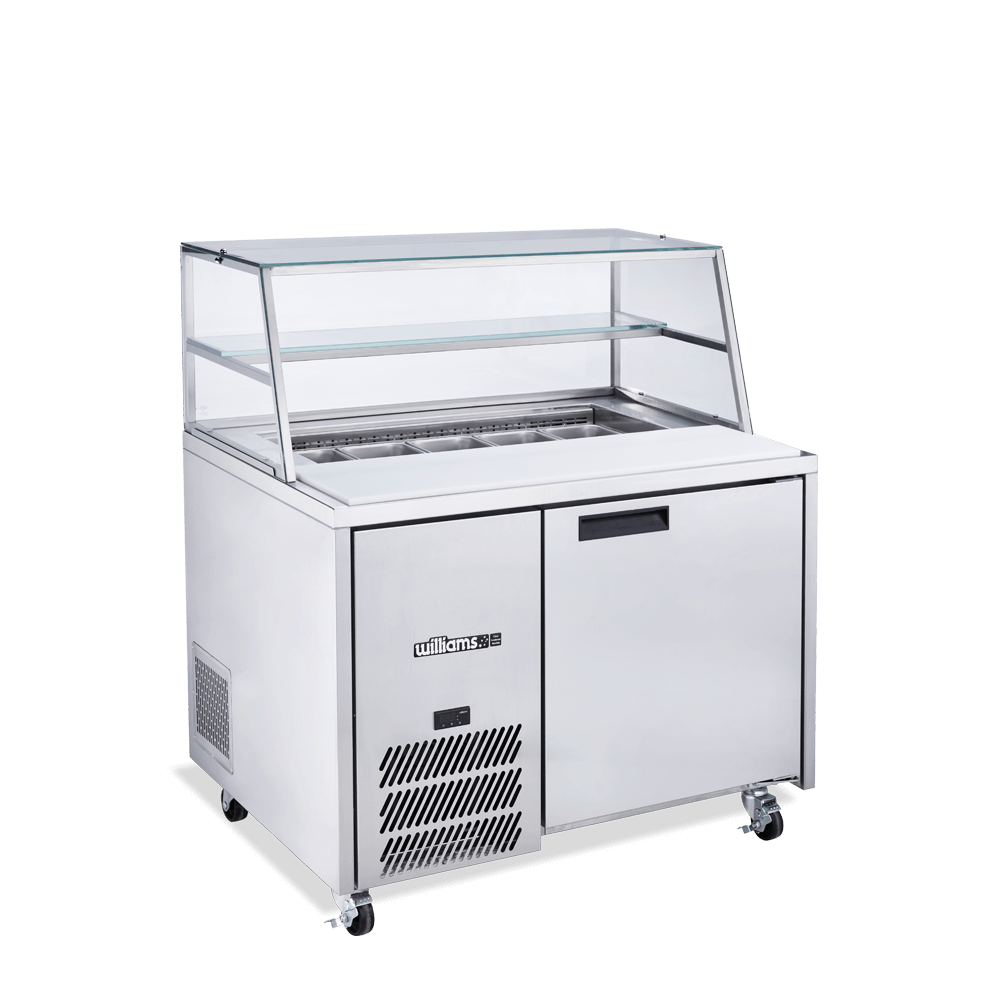 Williams Jade Sandwich HJ1SCBASS - 1 Door Stainless Steel Prep Counter Fridge With Blown Air Well 1152mm 250L
