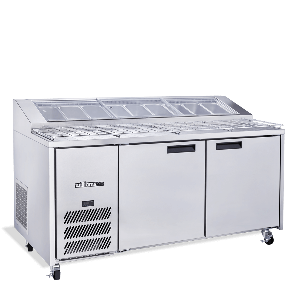 Williams Jade Pizza HJ2PCBASS - 2 Door Stainless Steel Pizza Prep Counter Fridge With Blown Air Well 1815mm 710L
