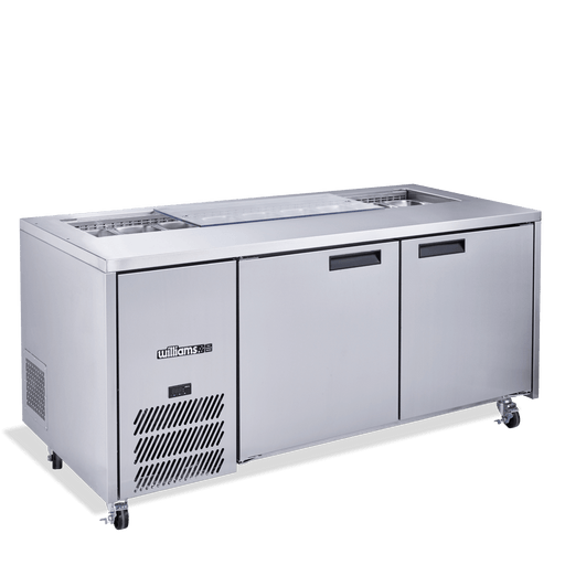 Williams Jade Sandwich HJ2SCBASS - 2 Door Stainless Steel Prep Counter Fridge With Blown Air Well 1815mm 500L