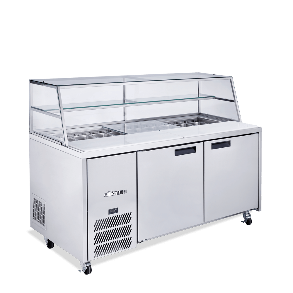 Williams Jade Sandwich HJ2SCBASS - 2 Door Stainless Steel Prep Counter Fridge With Blown Air Well 1815mm 500L