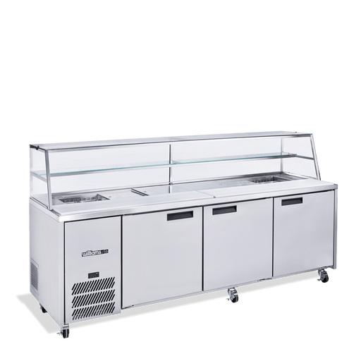Williams Jade Sandwich HJ3SCBASS - 3 Door Stainless Steel Prep Counter Fridge With Blown Air Well 2476mm 750L