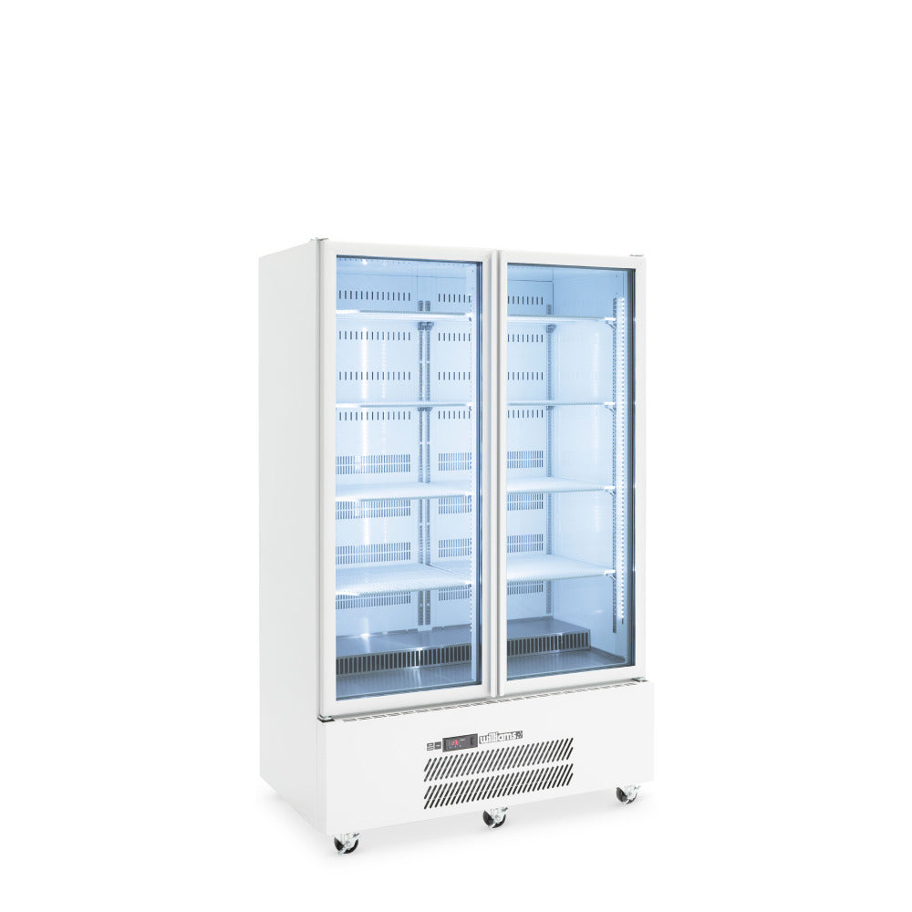Williams Quartz Star HQS2GWHC - 2 Door White Colorbond Upright Display Fridge 1225mm 900L