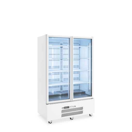 Williams Quartz Star HQS2GWHC - 2 Door White Colorbond Upright Display Fridge 1225mm 900L