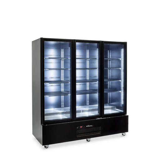 Williams Quartz Star HQS3GBHC - 3 Door Black Colorbond Upright Display Fridge 1845mm 1500L