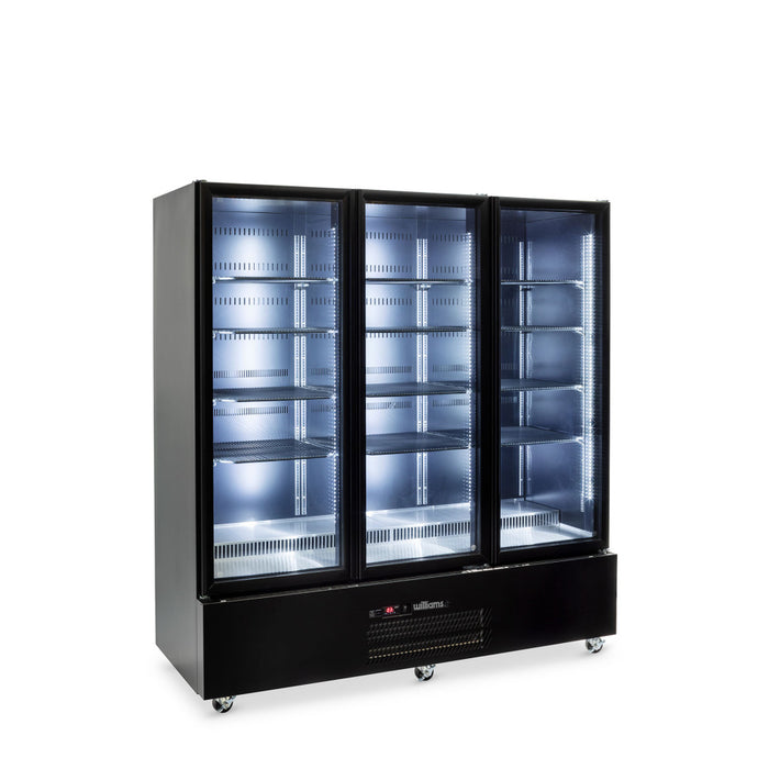 Williams Quartz Star HQS3GBHC - 3 Door Black Colorbond Upright Display Fridge 1845mm 1500L