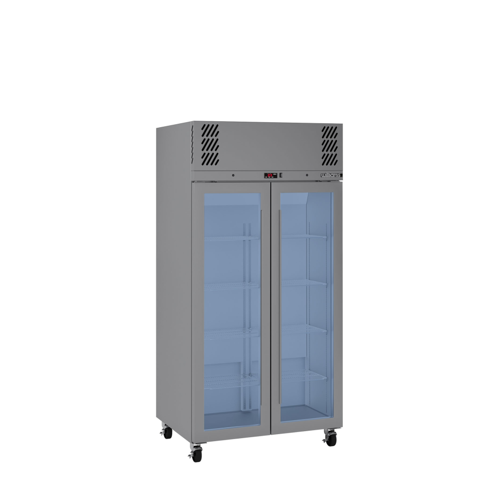 Williams Pearl HPR2GSHC - Slim 2 Door Stainless Steel Upright Display Fridge 1000mm 750L