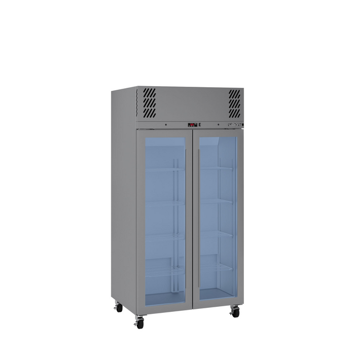 Williams Pearl HPR2GSHC - Slim 2 Door Stainless Steel Upright Display Fridge 1000mm 750L
