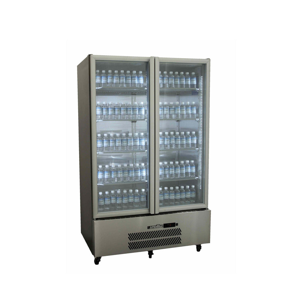 Williams Quartz Star HQS2GSHC - 2 Door Stainless Steel Upright Display Fridge 1225mm 900L