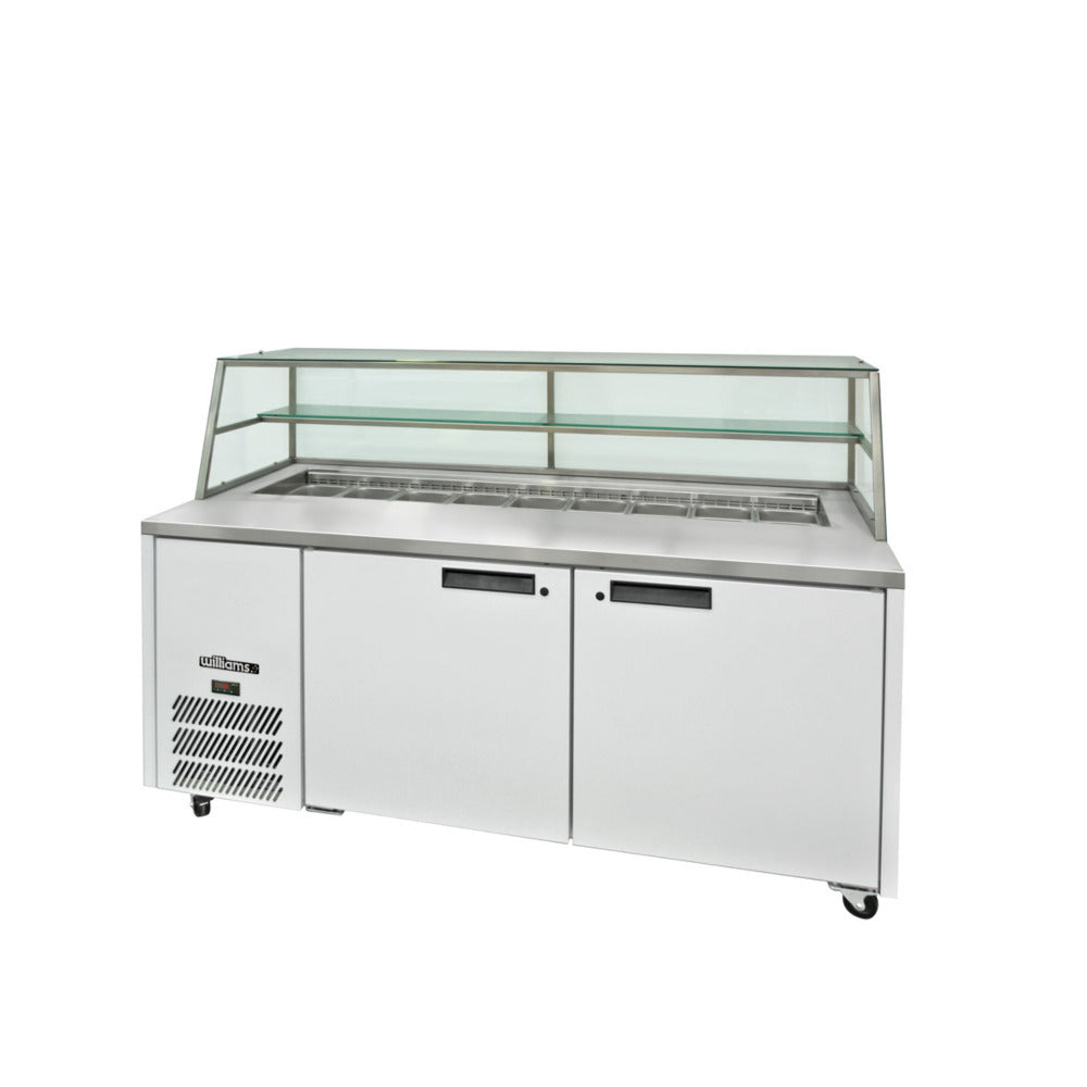 Williams Jade Sandwich HJ2SCBA - 2 Door White Colorbond Prep Counter Fridge With Blown Air Well 1815mm 500L