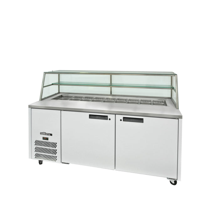Williams Jade Sandwich HJ2SCBA - 2 Door White Colorbond Prep Counter Fridge With Blown Air Well 1815mm 500L