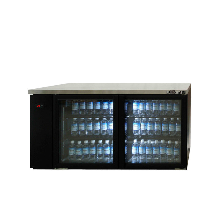 Williams Boronia HB2UGBHC / HB2RGB - 2 Door Black Colorbond Undercounter Display Fridge 1603mm 360L