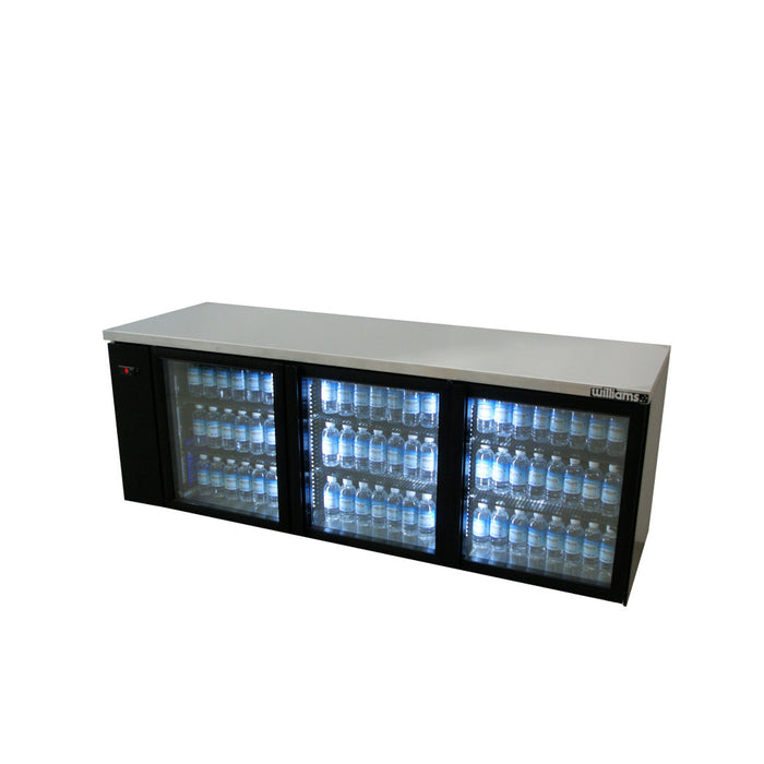 Williams Boronia HB3UGBHC / HB3RGB - 3 Door Black Colorbond Undercounter Display Fridge 2189mm 560L