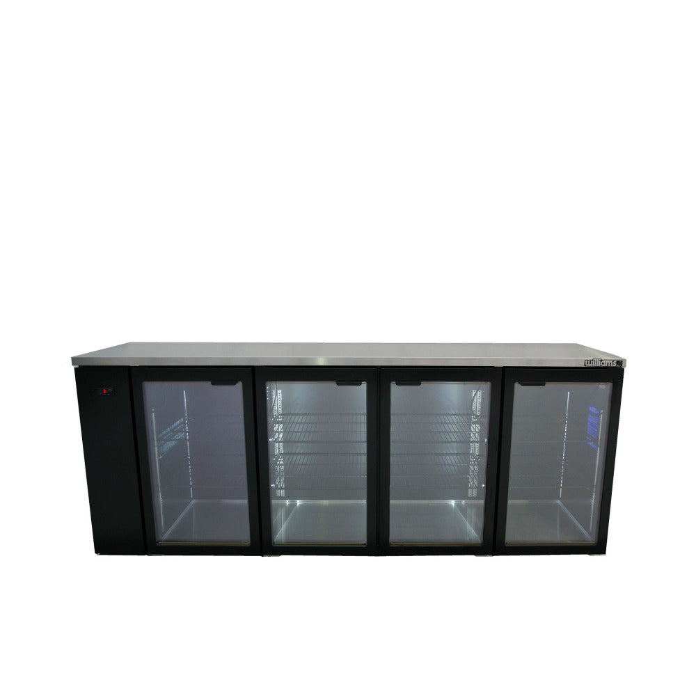 Williams Cameo HC4UGBHC / HC4RGB - 4 Door Black Colorbond Undercounter Display Fridge 2537mm 870L